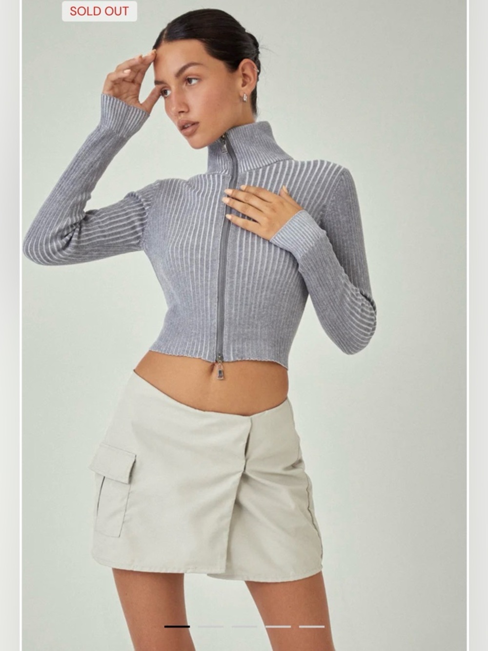 Motel Rocks Tuzifa Cropped Jumper/sweater In Grey NWT SIZE SMALL